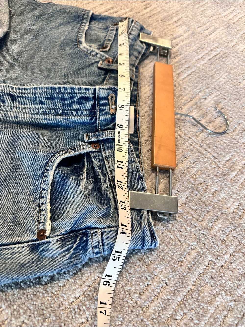 Zara Light Blue High-Rise Frayed Denim Shorts 100% Cotton Size 6 - Picture 8 of 10